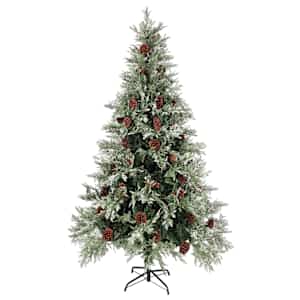 Vánoční stromek s LED a šiškami zelený a bílý 195 cm PVC a PE - obrázek 2