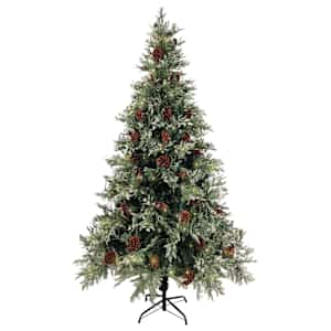 Vánoční stromek s LED a šiškami zelený a bílý 195 cm PVC a PE - obrázek 3