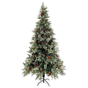 Vánoční stromek s LED a šiškami zelený a bílý 225 cm PVC a PE - obrázek 3