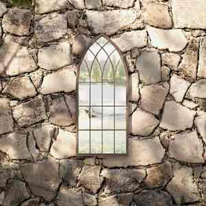 Vrtno ogledalo peščeno 70x30 cm železno za zunanjo uporabo