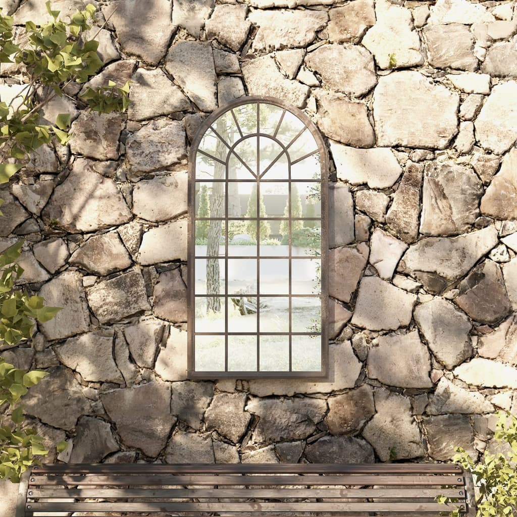 vidaXL Oglindă de grădină, nisipiu, 90x45 cm, fier, pentru uz exterior