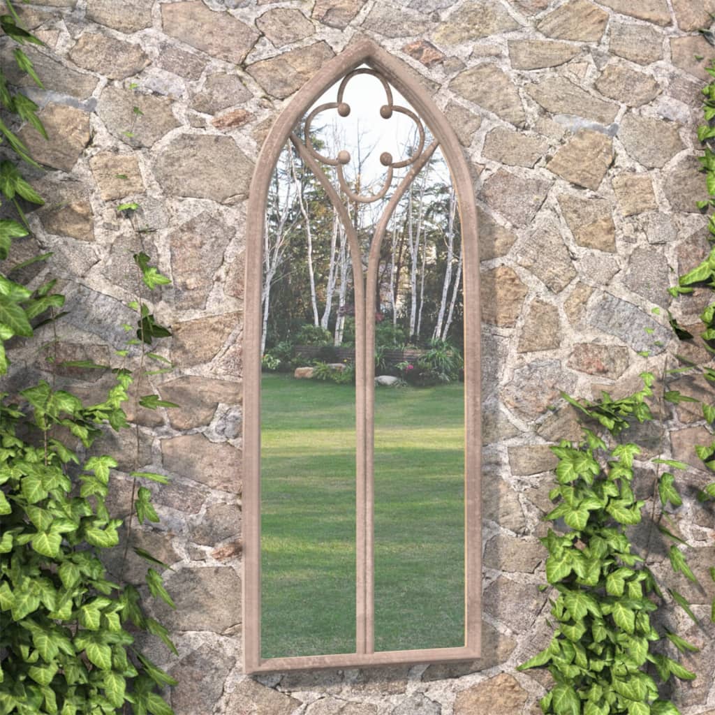 vidaXL Oglindă de grădină, nisipiu, 100×45 cm, fier pentru uz exterior vidaXL