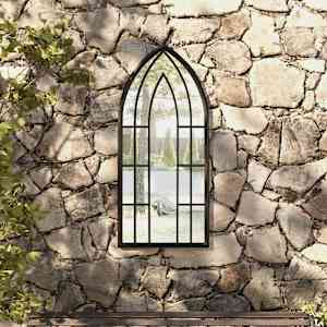 Vrtno ogledalo črno 100x45 cm železno za zunanjo uporabo