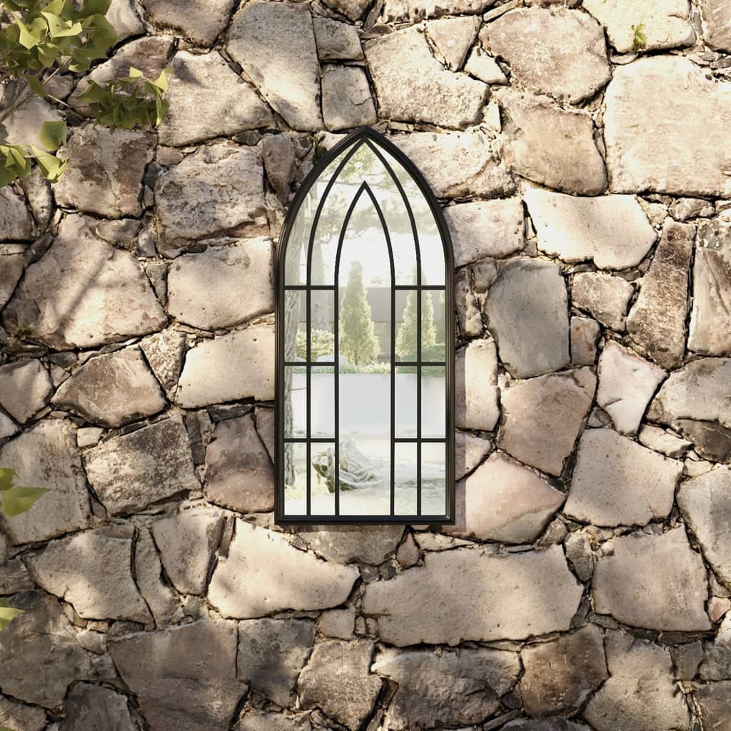 vidaXL Oglindă de grădină, negru, 70x30 cm, fier uz exterior