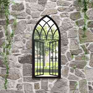 Vrtno ogledalo črno 100x45 cm železno za zunanjo uporabo