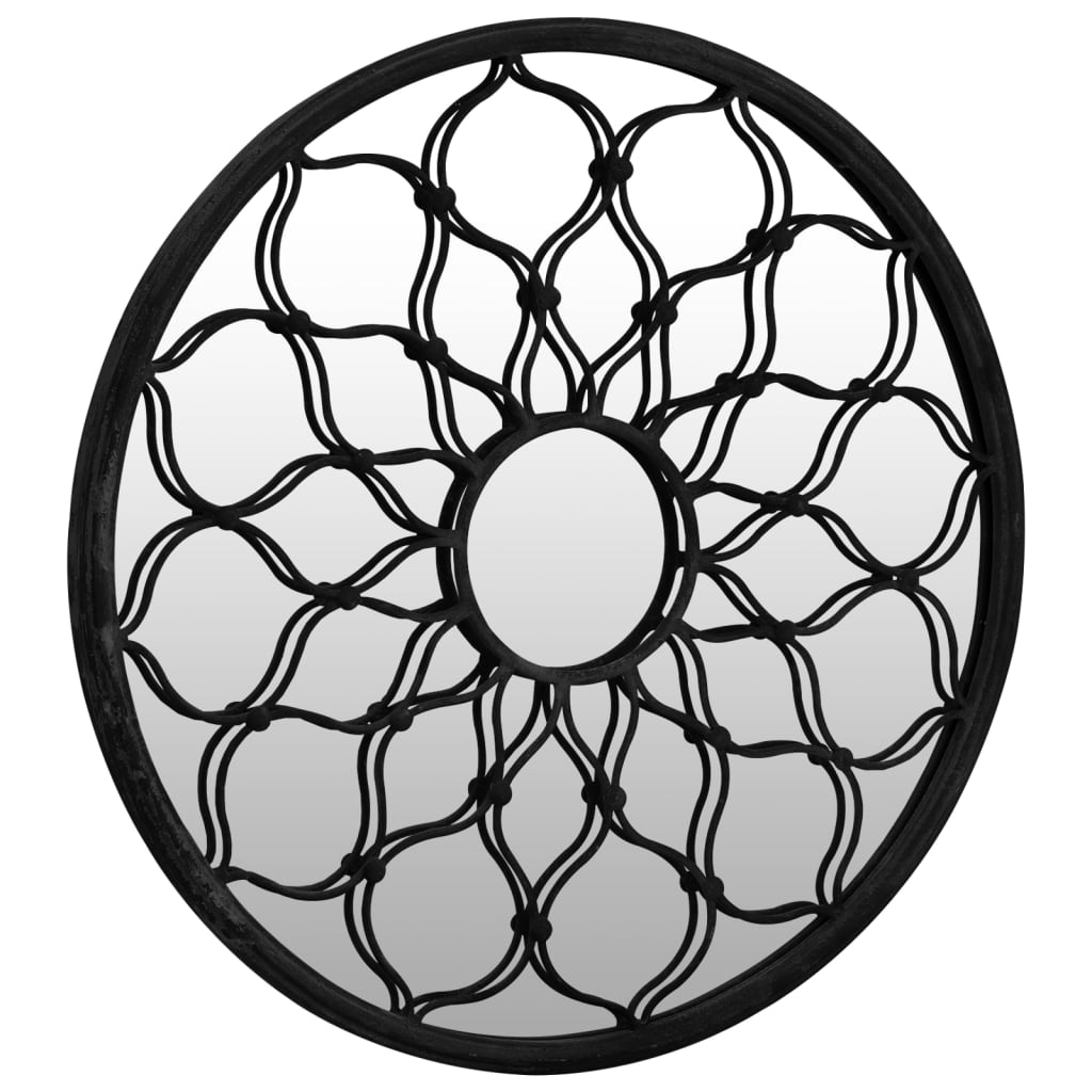 vidaXL Záhradné zrkadlo čierne 40x3 cm okrúhle exteriérové železo