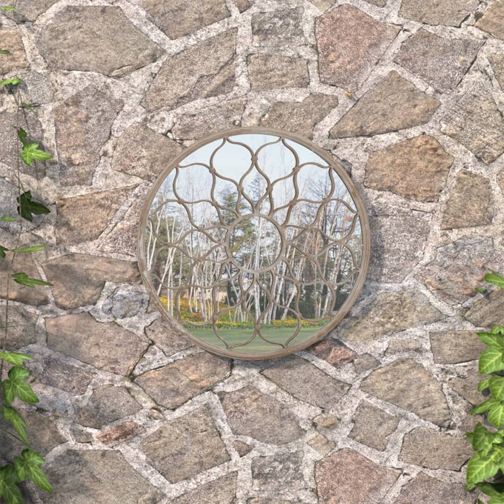 vidaXL Miroir de jardin Sable 60x3 cm Fer Rond utilisation extérieure