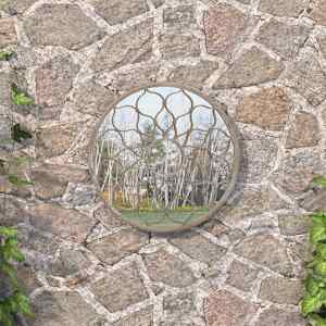 Zahradní zrcadlo pískové 60 x 3 cm železo kulaté do exteriéru
