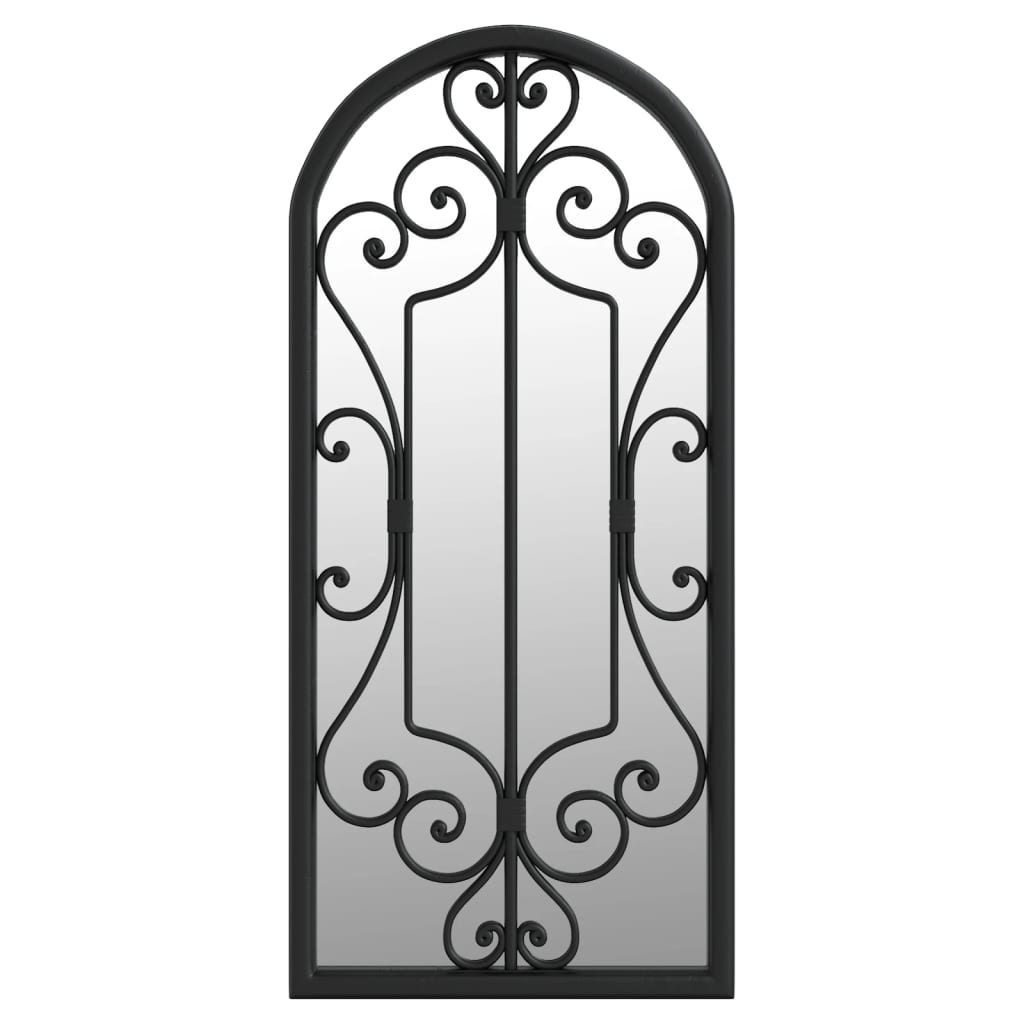 vidaXL Záhradné zrkadlo čierne 100x45 cm exteriérové železo
