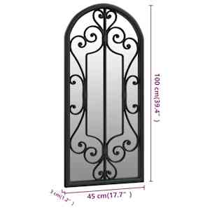 Zahradní zrcadlo černé 100 x 45 cm železo do exteriéru - obrázek 6