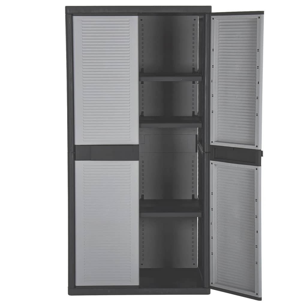 Fekete-szürke kétajtós tárolószekrény 90 x 54 x 180 cm 