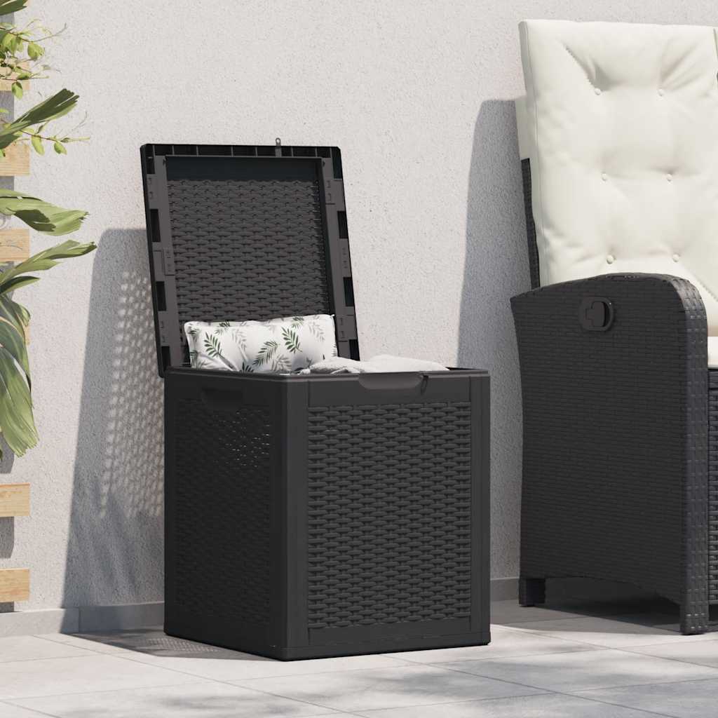 Záhradný úložný box 90 l, čierny, PP ratan 151227