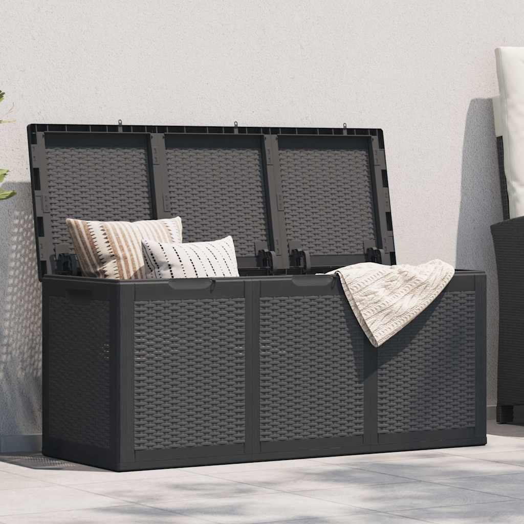vidaXL Cutie de depozitare pentru grădină, negru, 270L, PP ratan