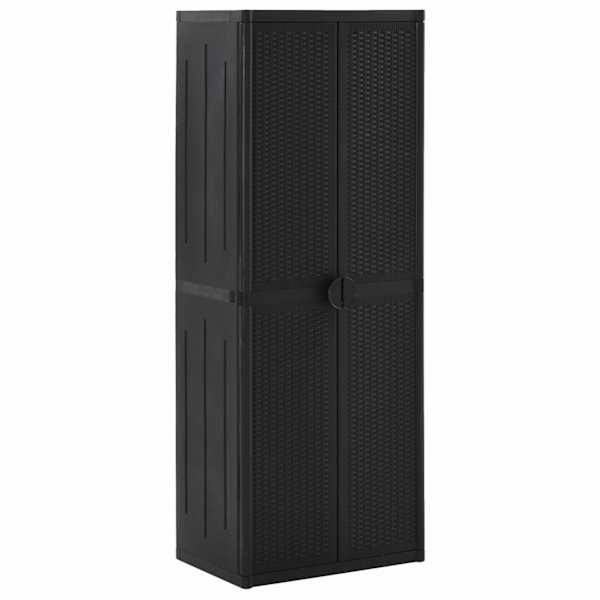 vidaXL aia hoiukapp, must, 65 x 45 x 172 cm, PP rotang