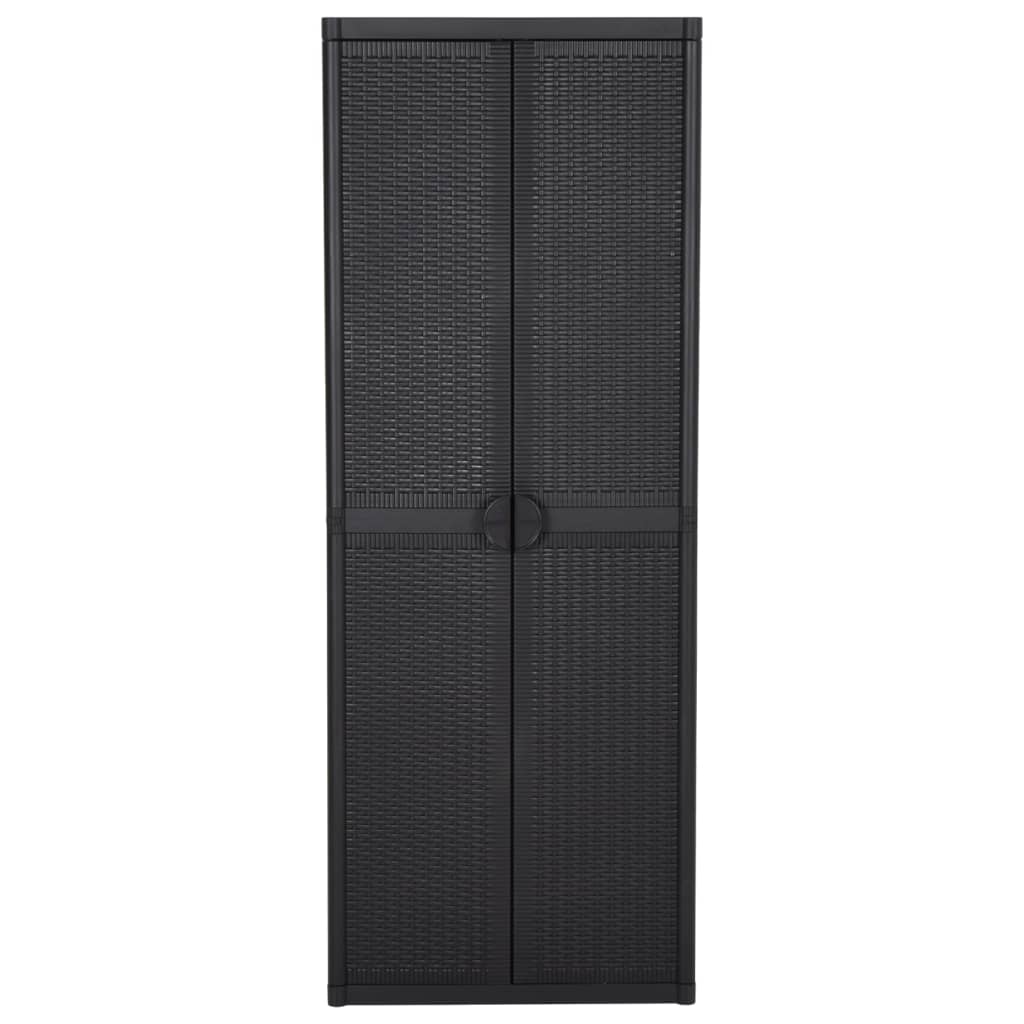 imagem de vidaXL Armário de arrumação para jardim 65x45x172 cm vime PP preto3