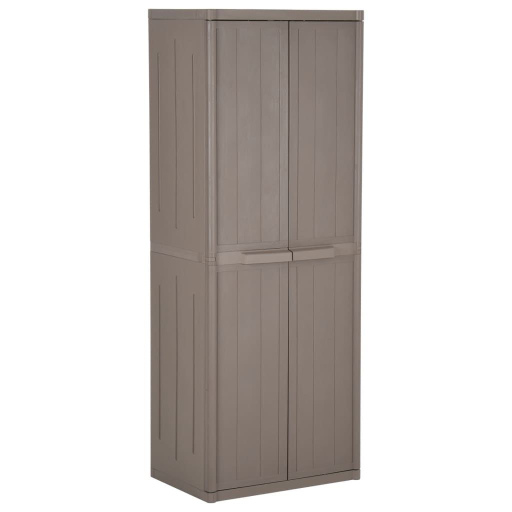 Image of vidaXL Garden Storage Cabinet Brown 65x45x172 cm PP Wood Look