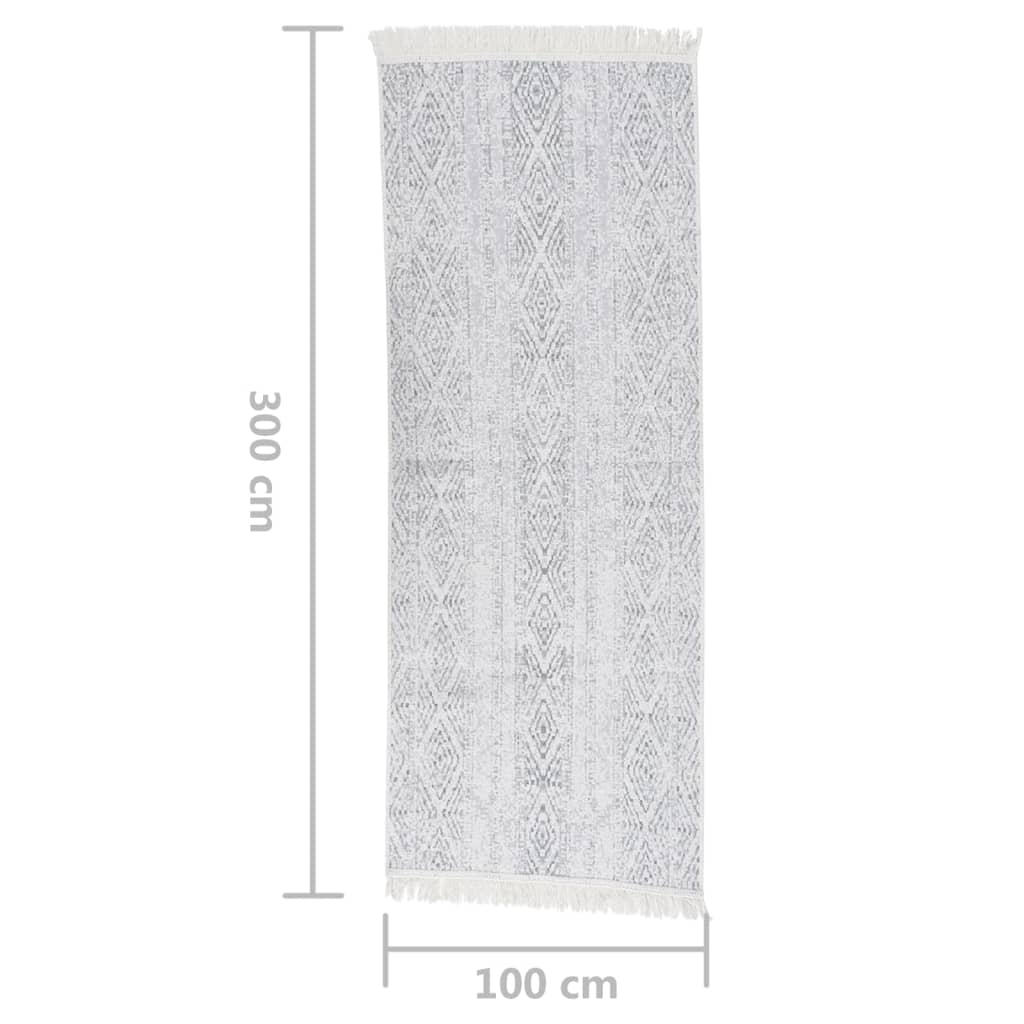 Килим, светлосив, 100x300 см, памук