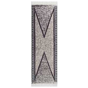 vidaXL Tepih crno-sivi 80 x 300 cm pamučni