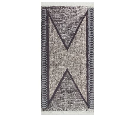 vidaXL Tapis Noir et gris 100x200 cm Coton
