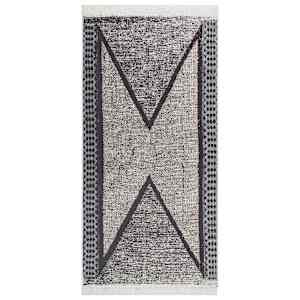 vidaXL Teppe svart og gr&aring; 100x200 cm bomull