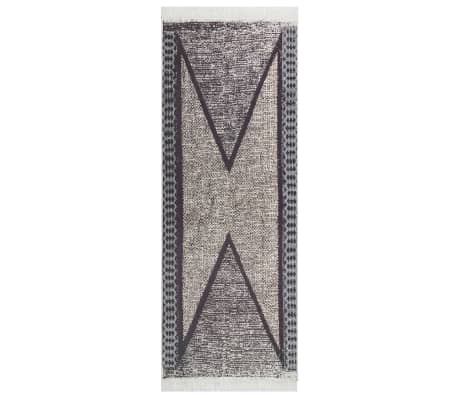 vidaXL Килим, черно и сиво, 100x300 см, памук