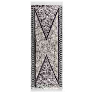 vidaXL Килим, черно и сиво, 100x300 см, памук