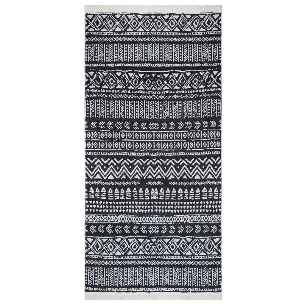 vidaXL fekete-fehér pamutszőnyeg 80 x 150 cm