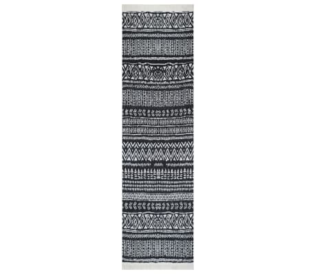 vidaXL Vloerkleed 80x300 cm katoen zwart en wit