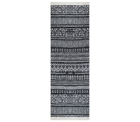 vidaXL Rug Black and White 100x300 cm Cotton