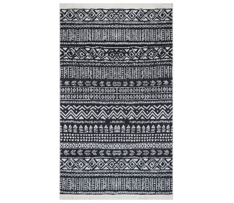 vidaXL Tapis Noir et blanc 160x230 cm Coton