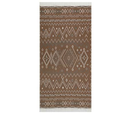 vidaXL Tapis Beige et bleu 80x300 cm Coton