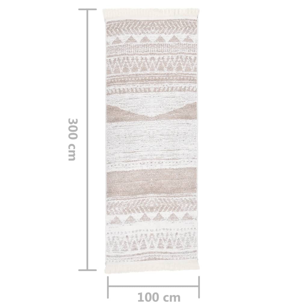Covor, bej, 100x300 cm, bumbac