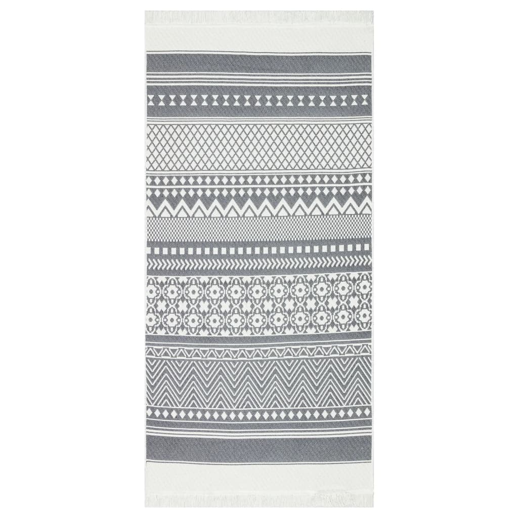 vidaXL Tapis Gris et blanc 100x200 cm Coton