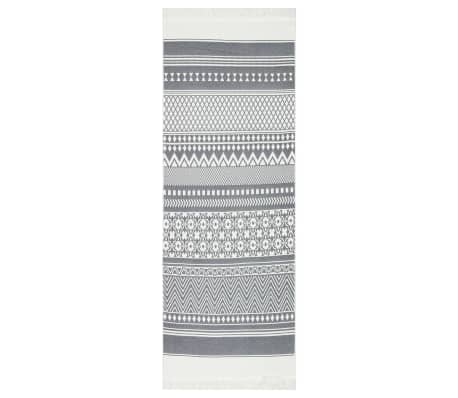 vidaXL Килим, сиво и бяло, 100x300 см, памук