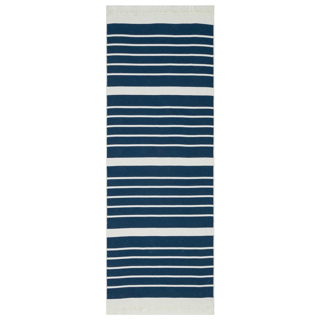 

vidaXL Vloerkleed 100x300 cm katoen marineblauw