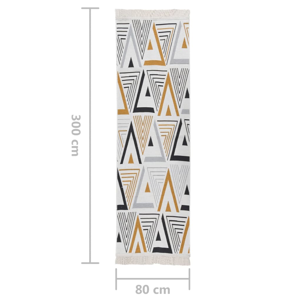 sárga és szürke pamut szőnyeg 80 x 300 cm
