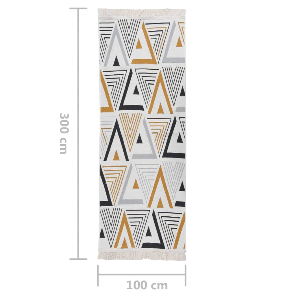 Covor, galben și gri, 100x300 cm, bumbac