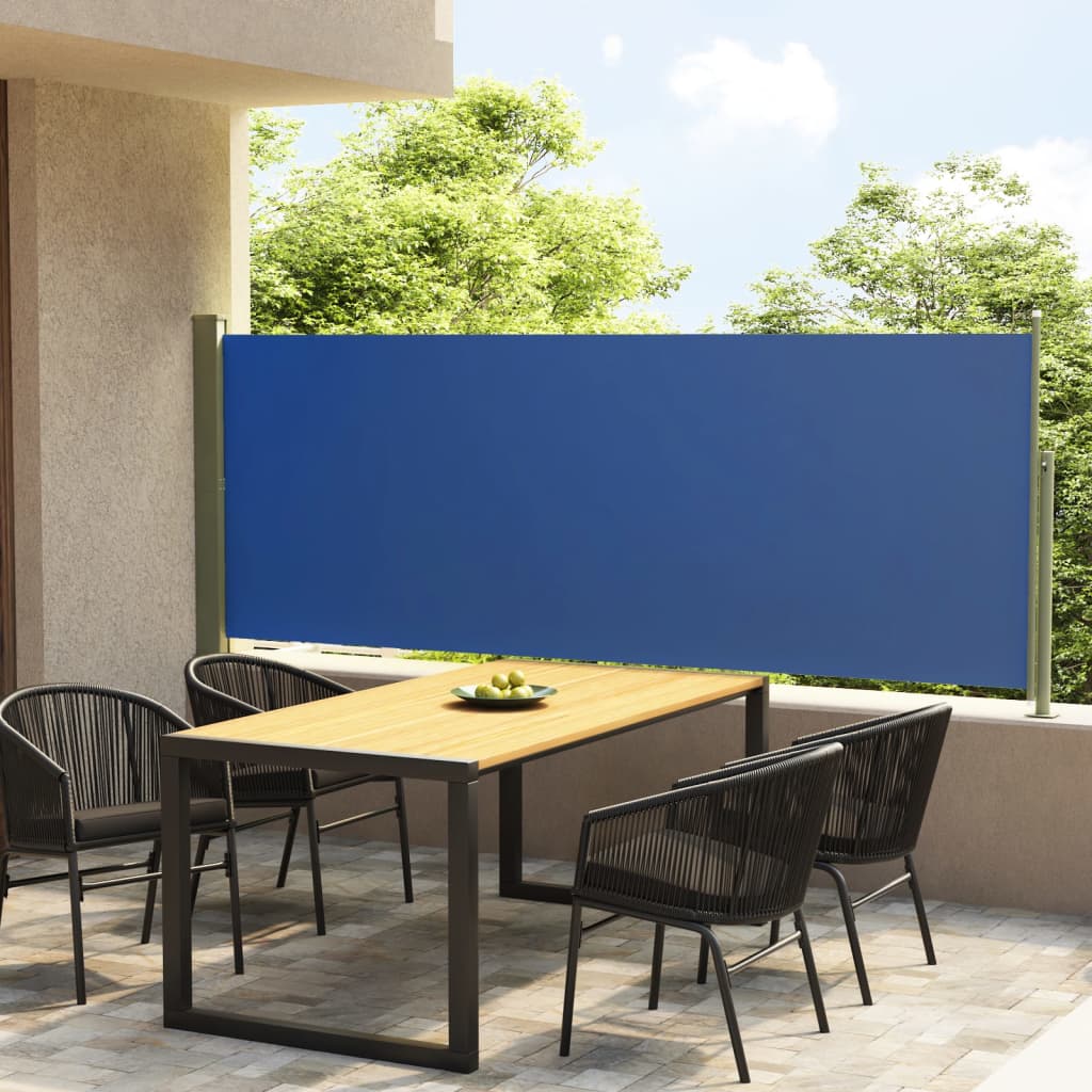 Kék behúzható oldalsó terasznapellenző 117 x 300 cm 