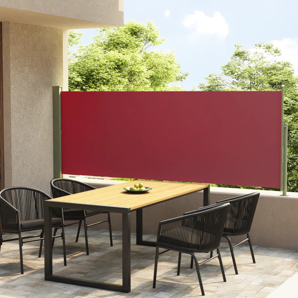 Piros behúzható oldalsó terasznapellenző 117 x 300 cm 