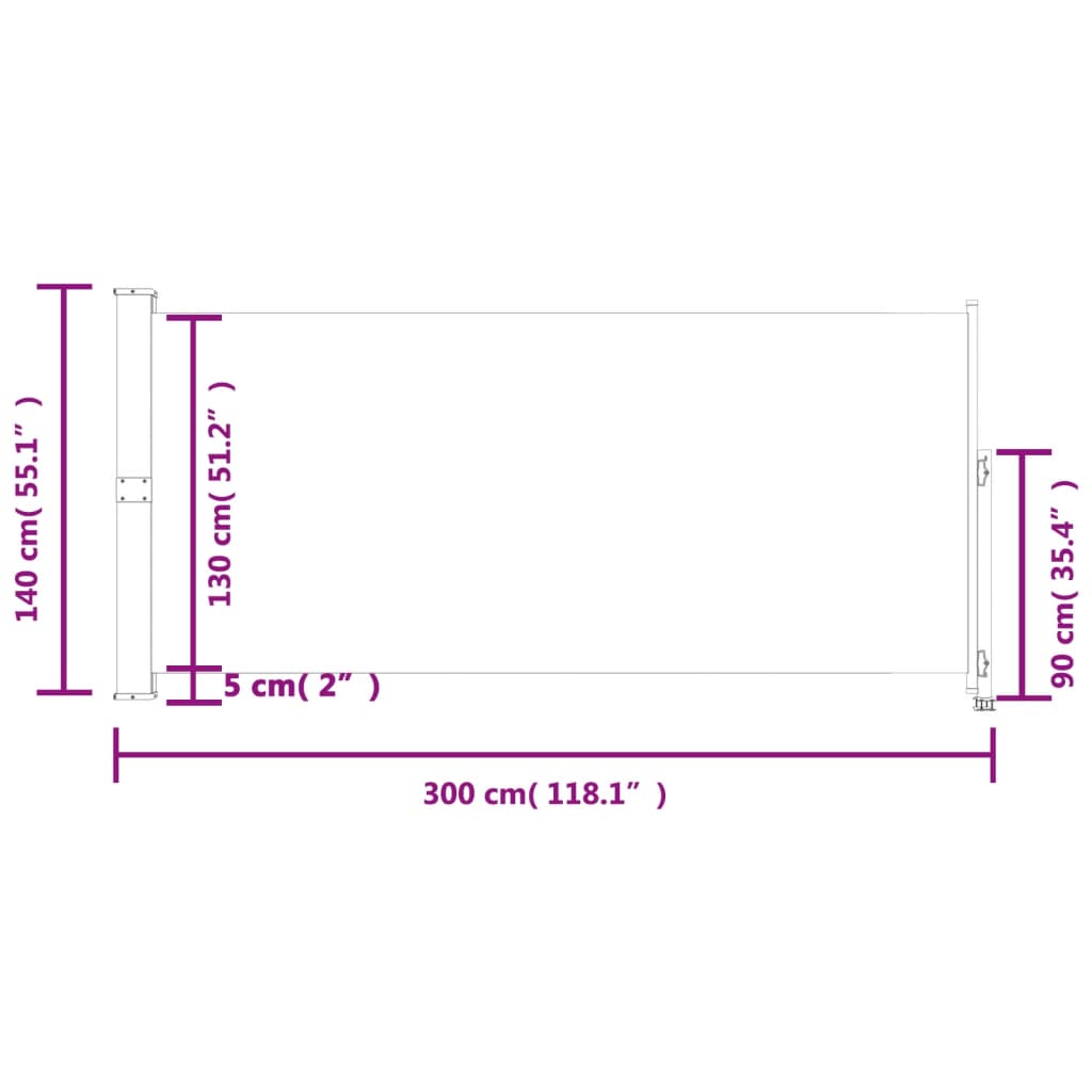 Markiza boczna kremowa, 140x(0-300) cm, UV, automatyczne zwijanie