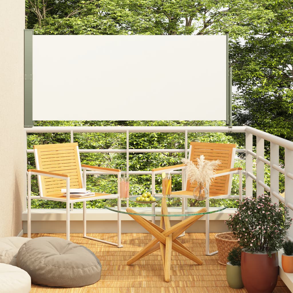 vida XL Seitenmarkise Ausziehbar 140x 300 cm Creme