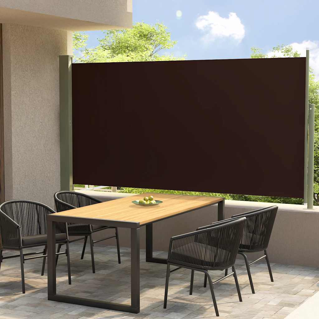 vidaXL Toldo lateral retrátil para pátio 160x300 cm castanho