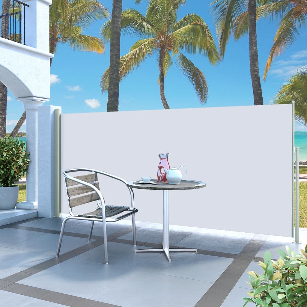 Krémszínű kihúzható oldalsó terasz-napellenző 140 x 300 cm 