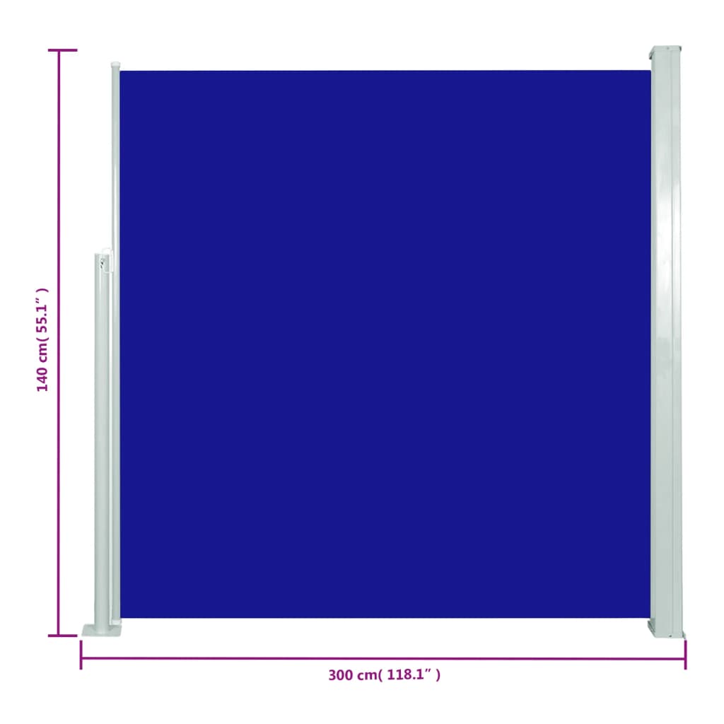 Copertină laterală retractabilă de terasă, albastru, 140x300 cm