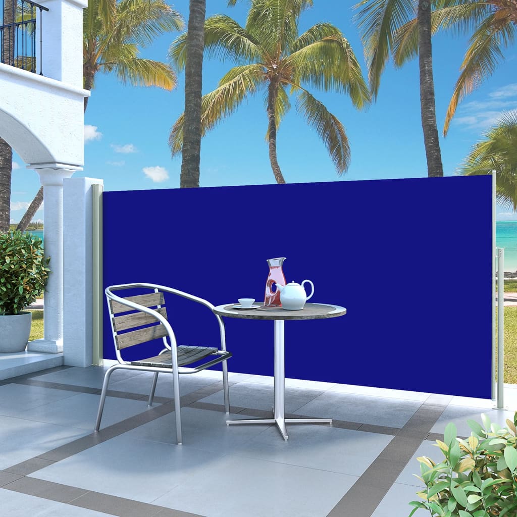 Kék kihúzható oldalsó terasz-napellenző 140 x 300 cm 