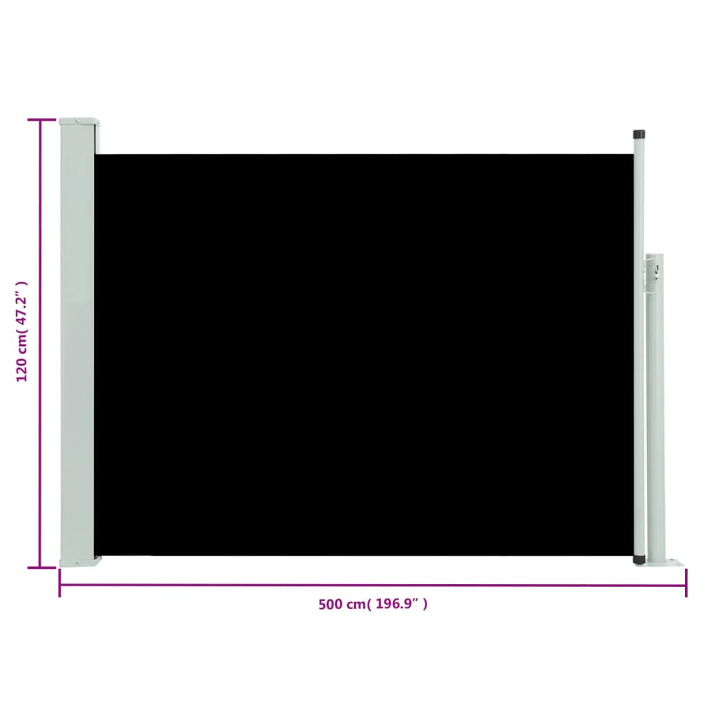 Seitenmarkise Ausziehbar 117x500 cm Schwarz