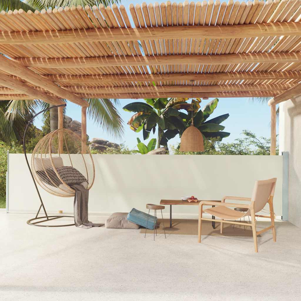 vida XL Seitenmarkise Ausziehbar 117x 600 cm Creme