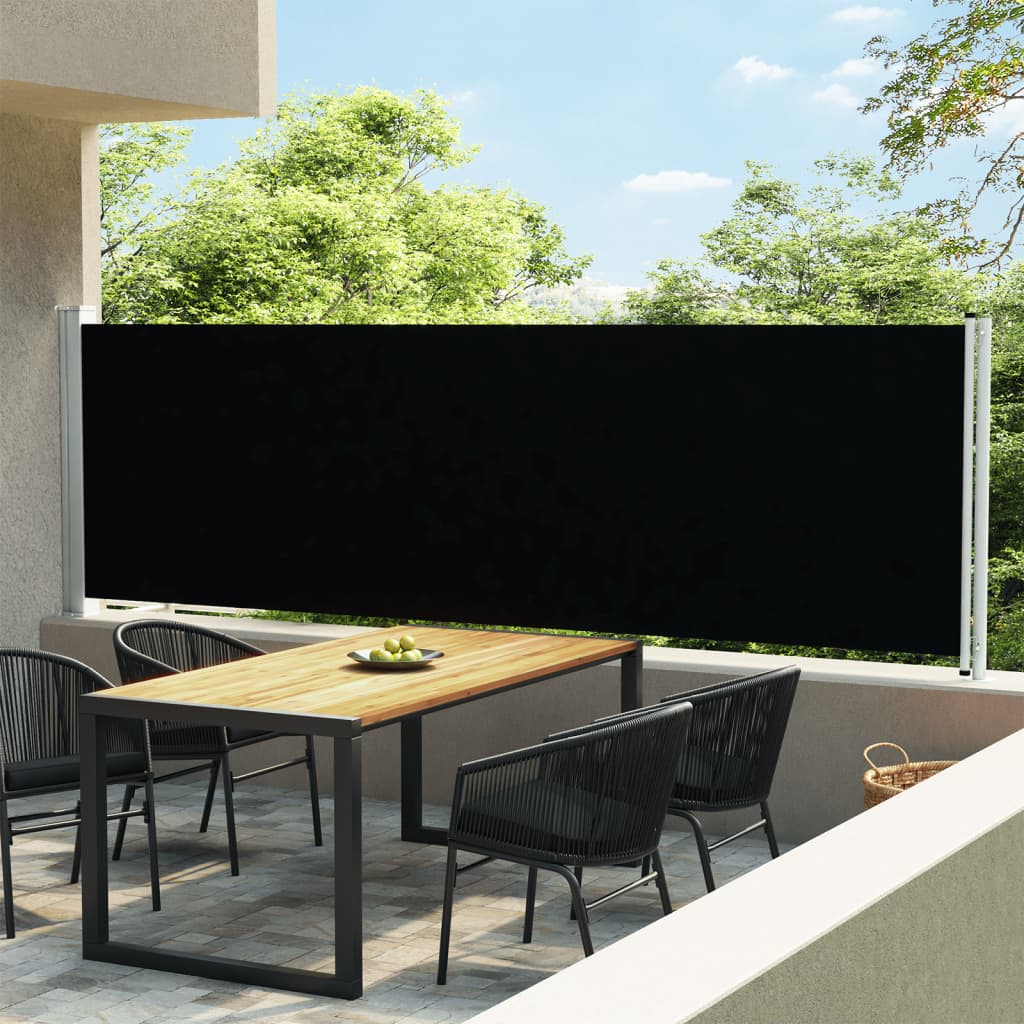 Fekete kihúzható oldalsó terasz-napellenző 140 x 600 cm 