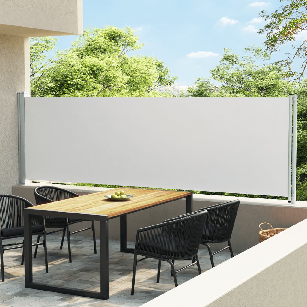 vida XL Seitenmarkise Ausziehbar 140x 600 cm Creme