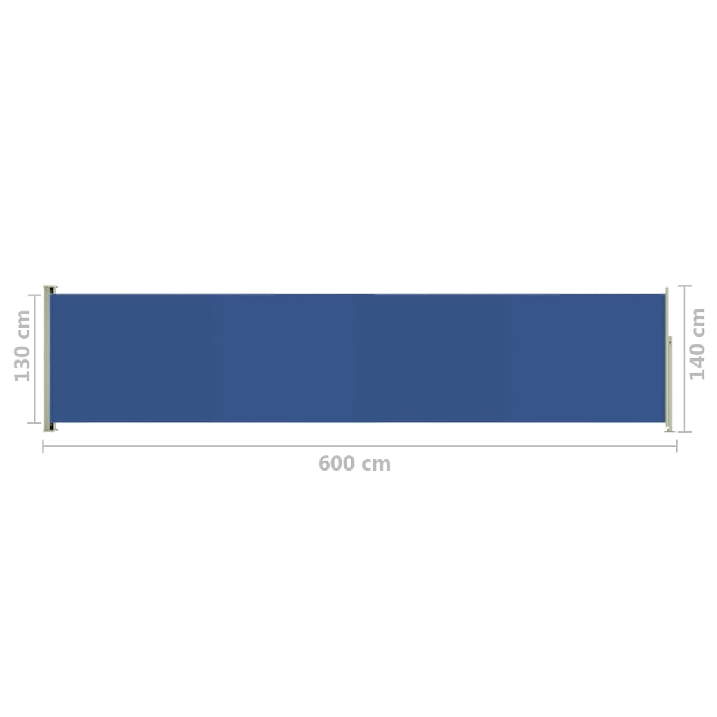 Kék kihúzható oldalsó terasznapellenző 140 x 600 cm 
